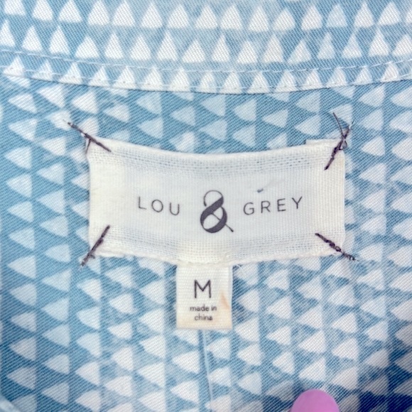 Lou and Grey Button Down Long Sleeve Tie Waist Shirt Dress Blue White Size M - Picture 6 of 7